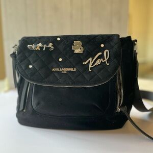 Karl Lagerfeld Black Quilted velour Women's Bag